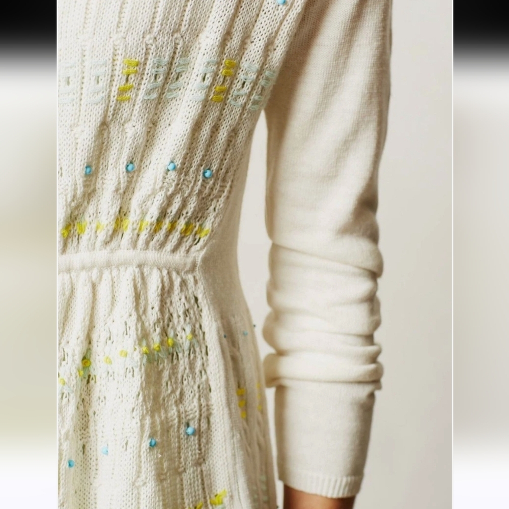 Moth Anthropologie Open Knit Embellished Beaded Cardigan - Picture 3 of 8